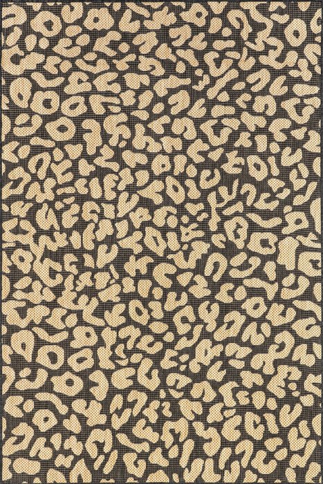 Jaelyn Dark Grey Leopard Print Indoor Outdoor Area Rug 160x230 cm