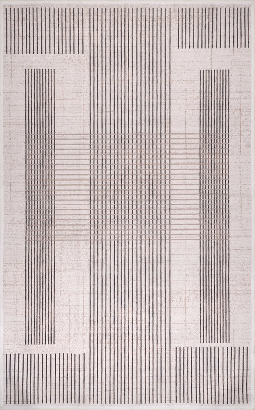 Jaelynn Grey Machine Washable Striped Rug 120x180 cm