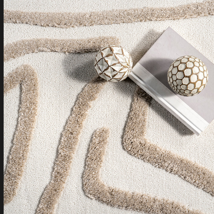 Jayla Modern Abstract Area Rug in Ivory Color