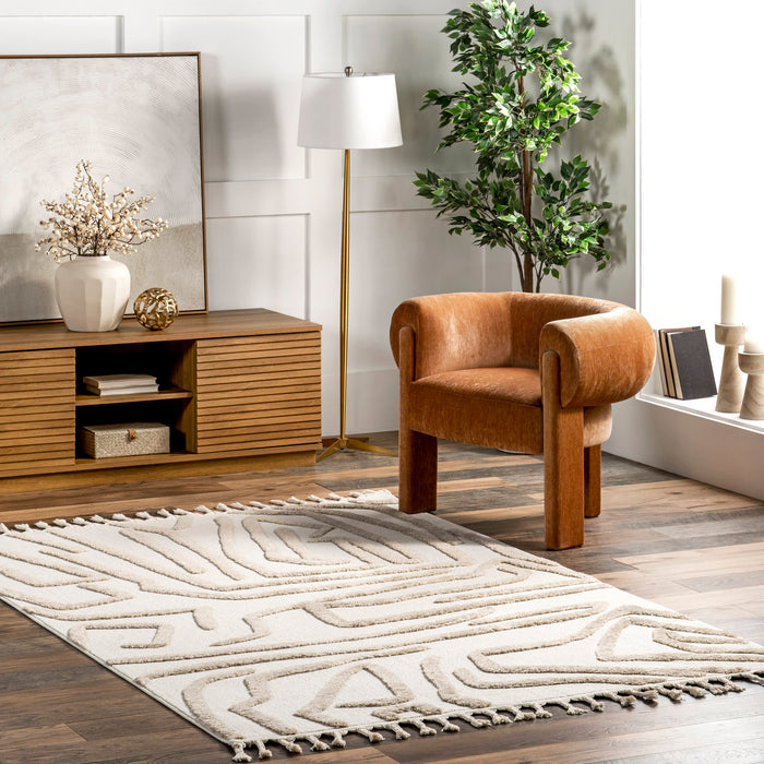 Jayla Modern Abstract Area Rug in Ivory Color