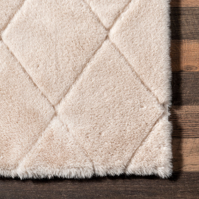 Jaylene Trellis Plush Washable Area Rug 130x180 cm Beige