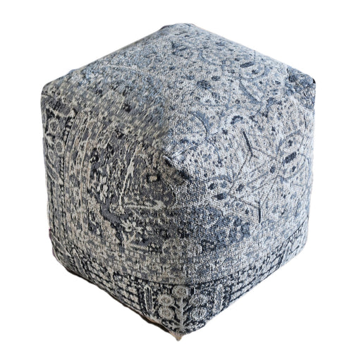 Jerdon Cotton Chenille Pouf Damask-kuviolla