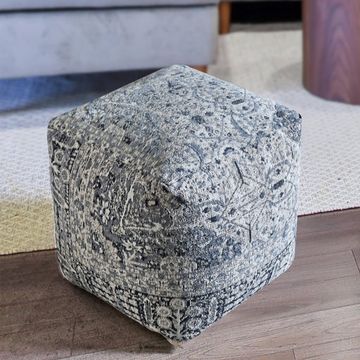 Jerdon Cotton Chenille Pouf Damask-kuviolla