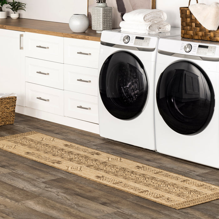 Jessenia Banded Area Rug 152x213 cm Beige Indoor Outdoor