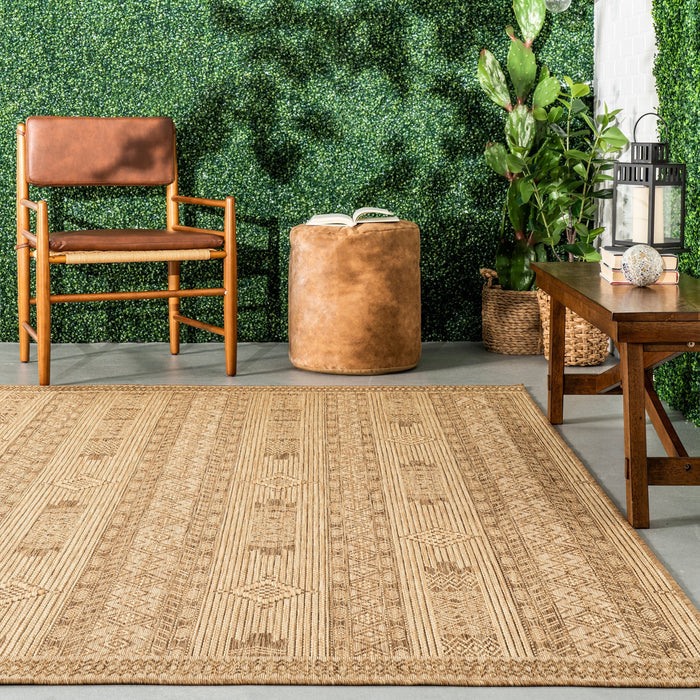 Jessenia Banded Area Rug 152x213 cm Beige Indoor Outdoor