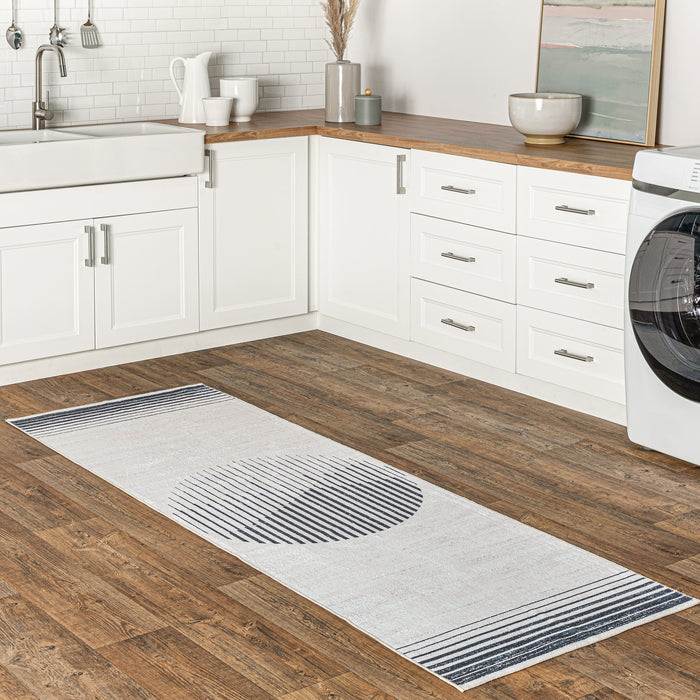 Jillian Moon Navy Machine Washable Area Rug 152x244 cm