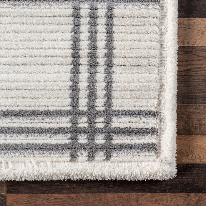 Joanne Light Grey Plaid Area Rug 160 x 230 Centimeters