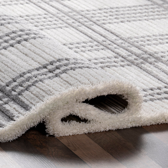 Joanne Light Grey Plaid Area Rug 160 x 230 Centimeters