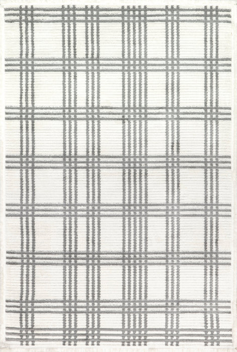 Joanne Light Grey Plaid Area Rug 160 x 230 Centimeters