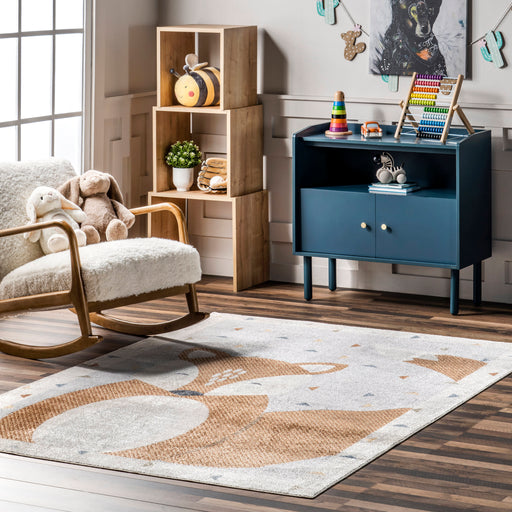 Jolena Fox Kids Washable Area Rug 120cm Beige