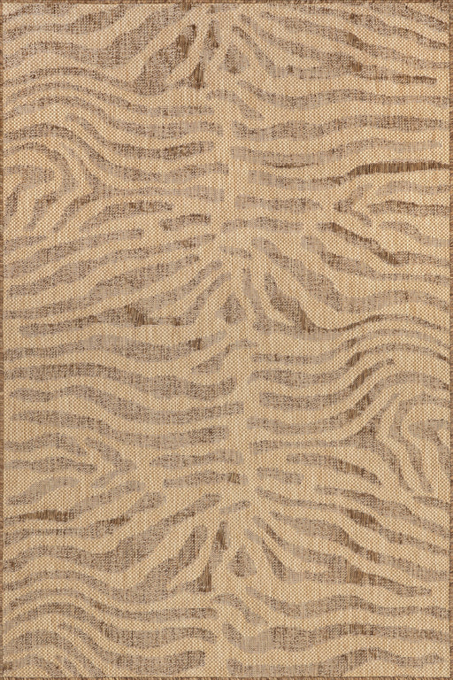 Jovie Beige Zebra Striped Area Rug for Indoor Outdoor Use