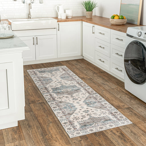 Joyce Medallion Machine Washable Rug 120cm Beige