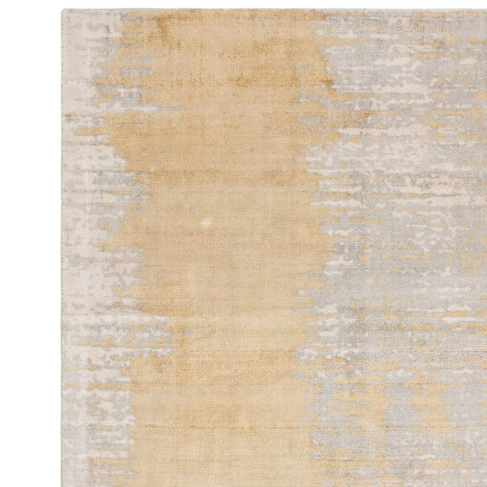 Alfombra Juno Modern Abstract Tonal Ombre tejida a mano con textura brillante de viscosa de tejido plano citrino ocre/dorado/gris pardo/caramelo