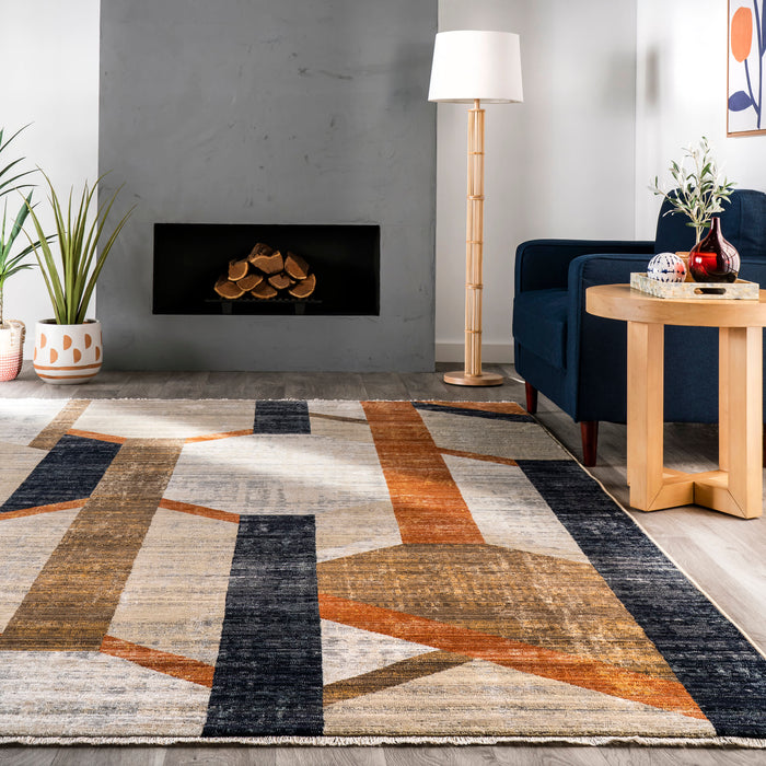 Justine Beige Geometric Area Rug for Modern Homes