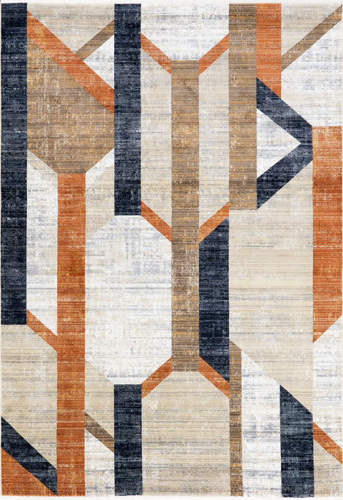 Justine Beige Geometric Area Rug for Modern Homes