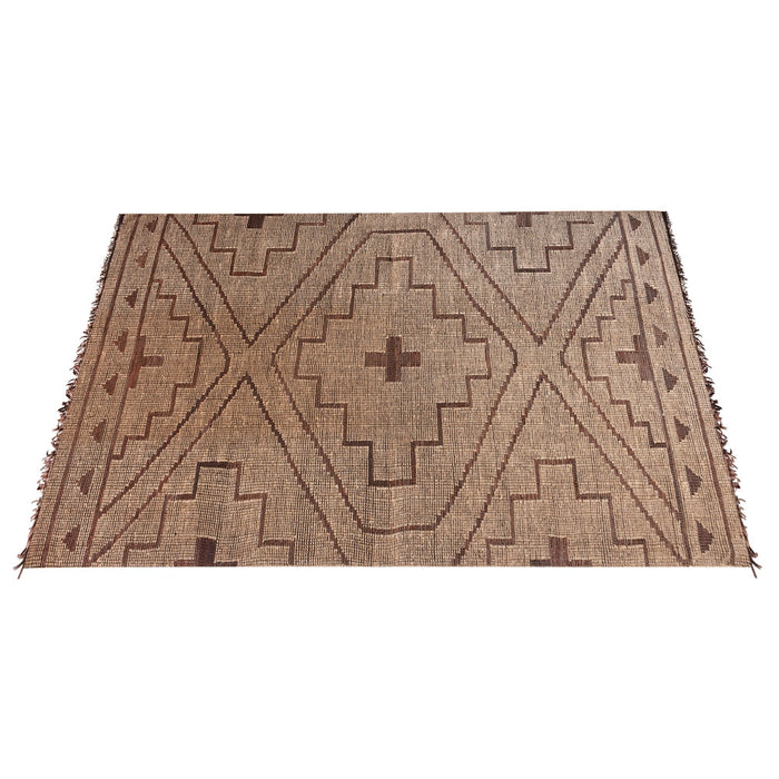 Jute en leer tribal kelim Dhurrie vloerkleed 50x60 cm