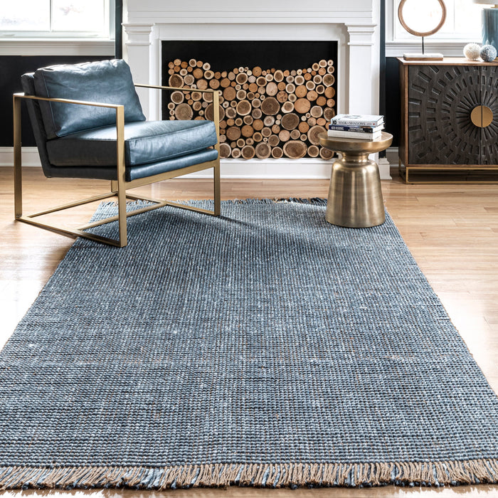 Jute And Wool Area Rug 150x90 Centimeters Grey