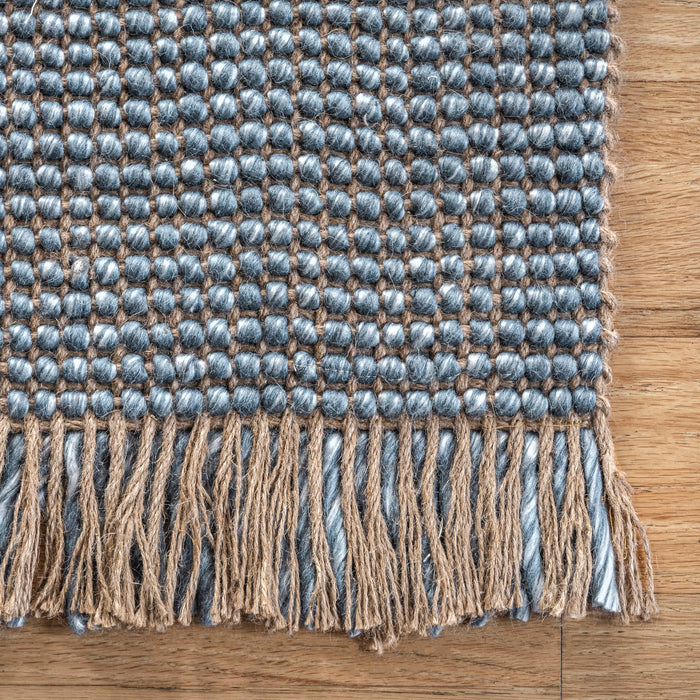 Jute And Wool Area Rug 150x90 Centimeters Grey