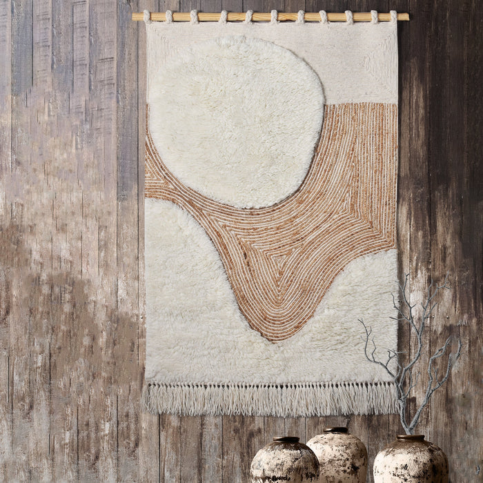 Jute And Wool Halfmoon Wall Hanging Decor