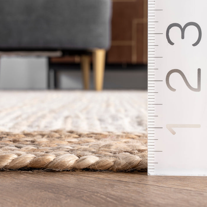 Jute Border Area Rug 80x150 cm White