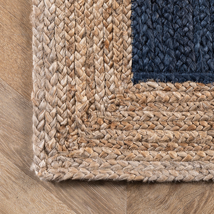 Jute Border Area Rug Navy Color 60x90 Centimeter