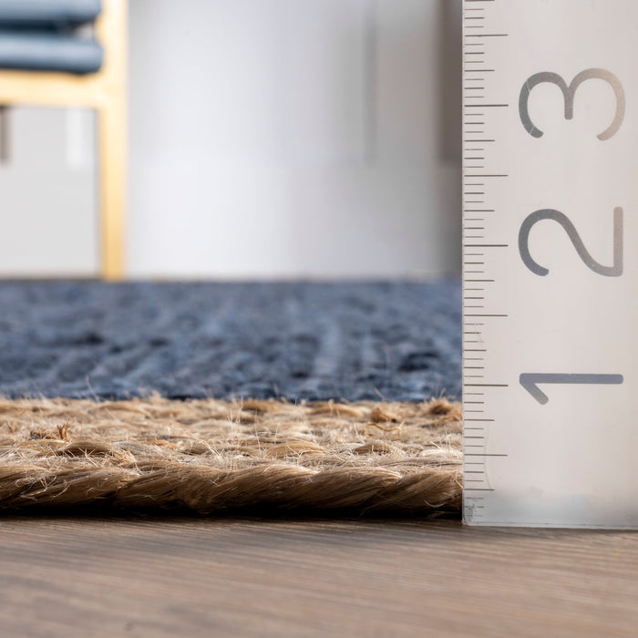 Jute Border Area Rug Navy Color 60x90 Centimeter