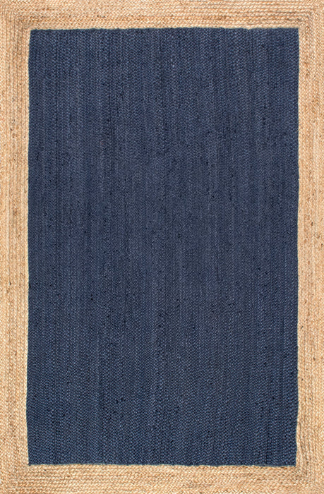 Jute Border Area Rug Navy Color 60x90 Centimeter