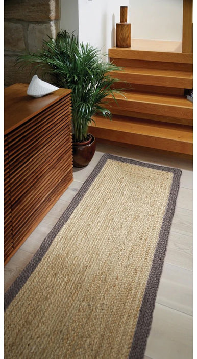 Jute Border Grey Runner Rug