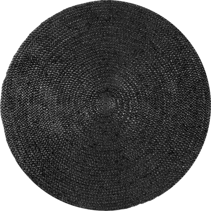 Jute Braided Area Rug 100% Natural Material Black 90x150 cm