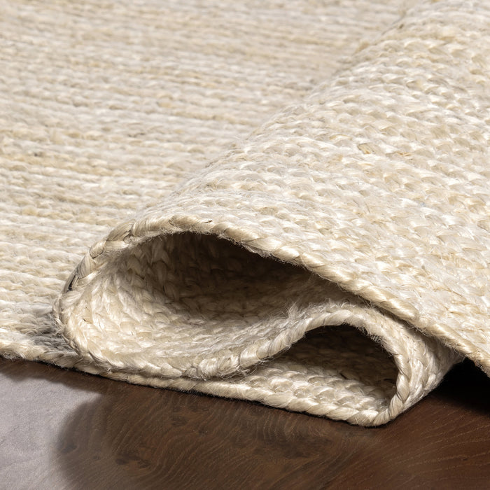 Jute Braided Area Rug 100% Natural Material Off White