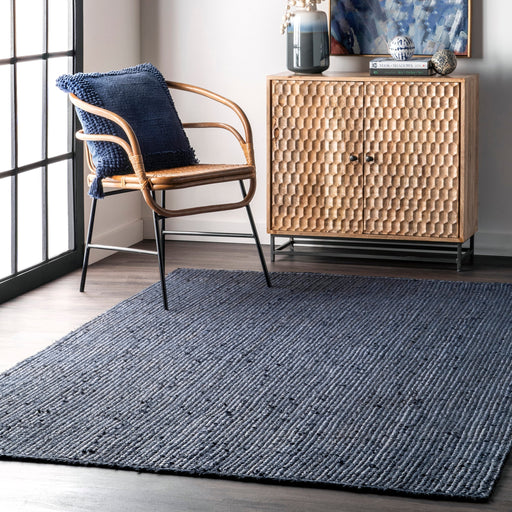 Jute Braided Area Rug 90cm Navy Blue