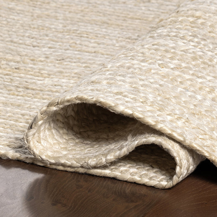 Jute Braided Rug 100% Natural Fiber Off White 150cm