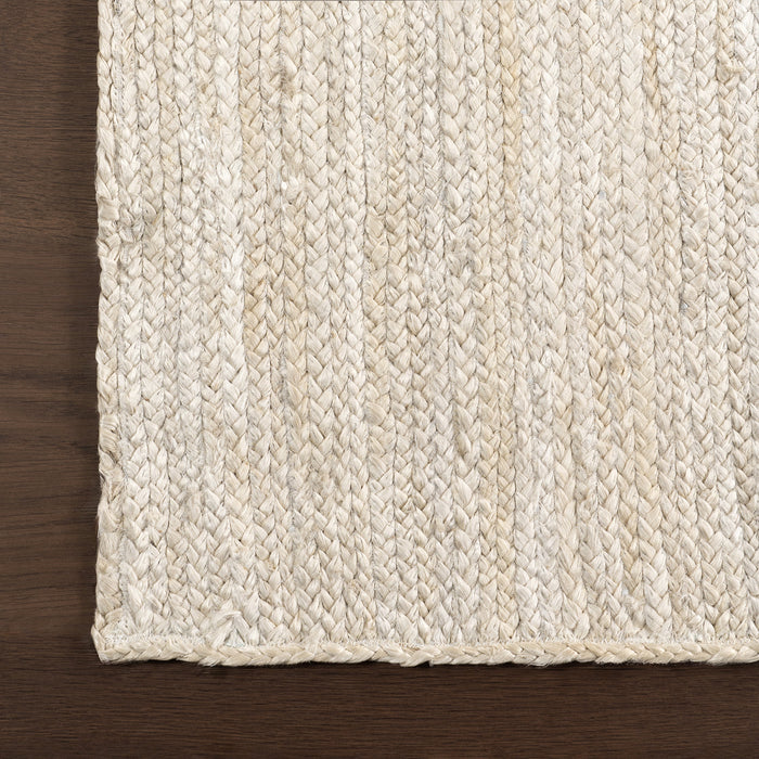 Jute Braided Rug 100% Natural Fiber Off White 150cm
