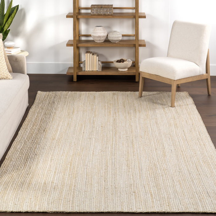 Jute Braided Rug 100% Natural Fiber Off White 150cm