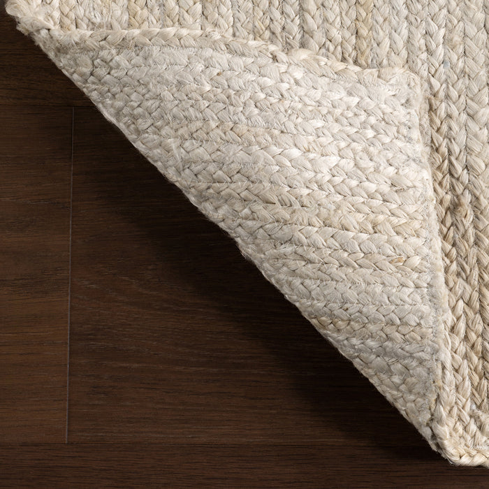 Jute Braided Rug 100% Natural Fiber Off White 150cm