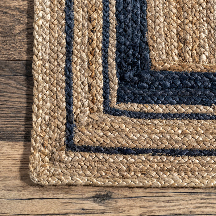 Jute Braided Rug in Navy for Living Room 120 cm x 180 cm