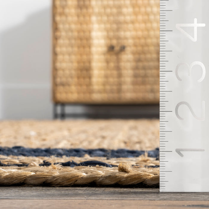 Jute Braided Rug in Navy for Living Room 120 cm x 180 cm