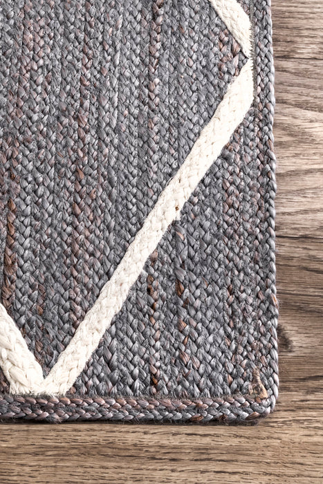 Jute Braided Trellis Area Rug 150x90 cm Grey