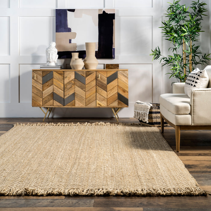 Jute Chevron Tassel Area Rug 150x90 cm