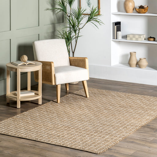Jute Cotton Brick Area Rug Natural Design For Home Decor