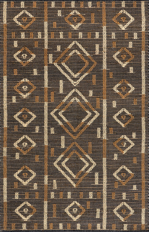 Jute Cotton Handwwen Aztec teppe 160x230 cm brun