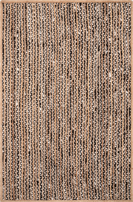 Jute Cotton Pinstriped Area Rug 120x180 cm Black