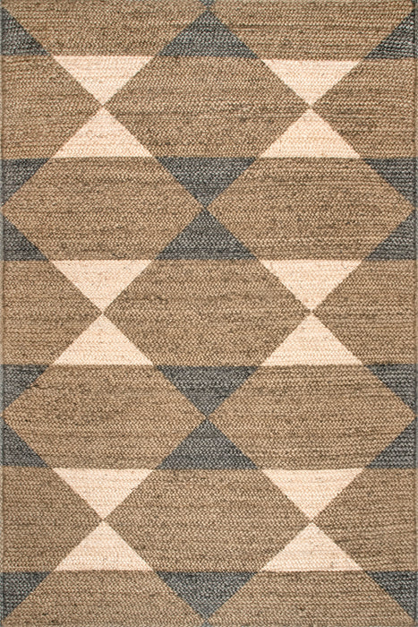 Jute Diamond Area Rug 90x150 cm Gold Handwoven Design