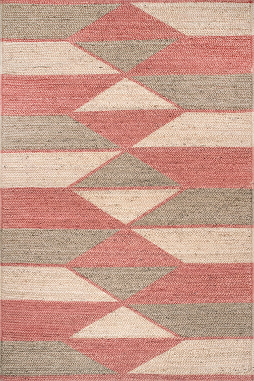 Jute Geometric Area Rug in Rust Color for Modern Spaces