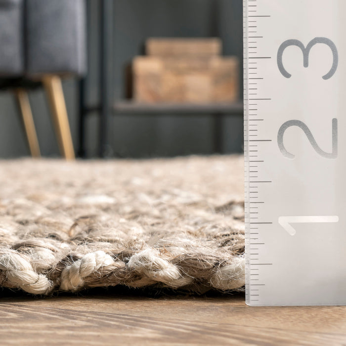 Jute Glen Check Rug 150x240 cm With Tassels Natural