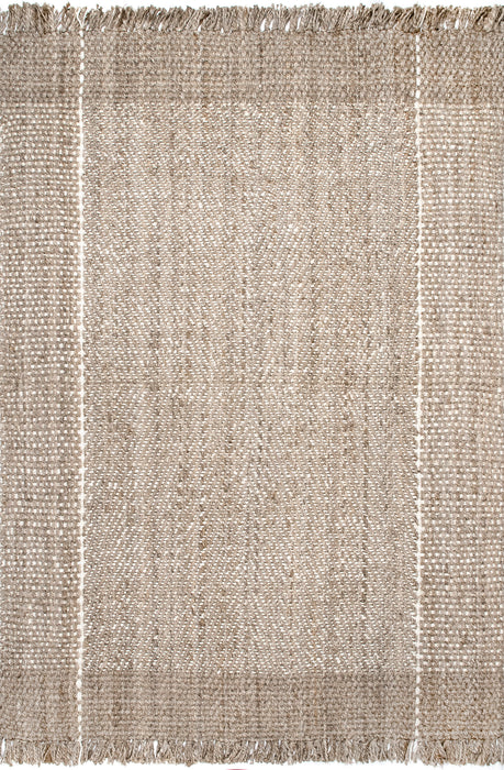 Jute Glen Check Rug 150x240 cm With Tassels Natural