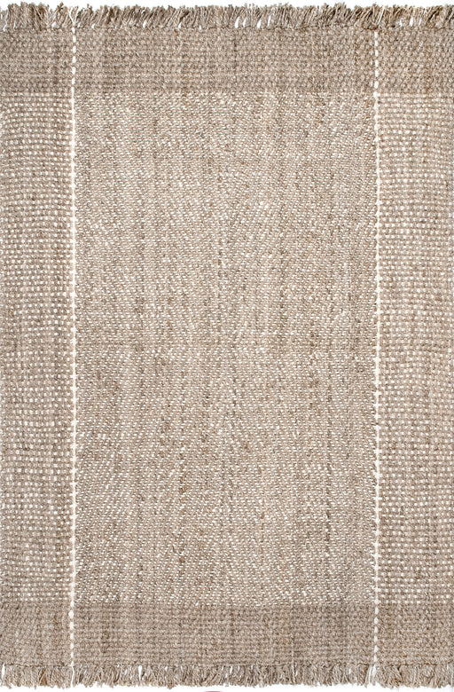 Jute Glen Check Rug 150x240 cm With Tassels Natural