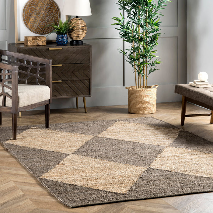 Jute Harlequin Trellis Area Rug 140x200 cm Grey