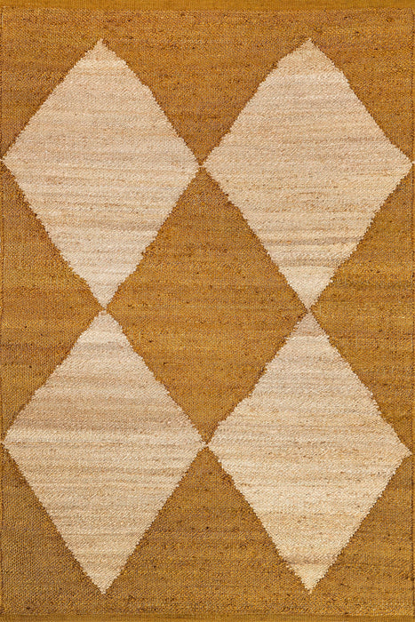 Jute Harlequin Trellis Area Rug 90 x 150 cm Gold