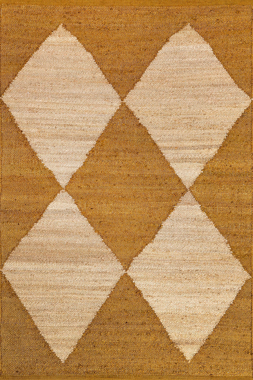 Jute Harlequin Trellis Area Rug 90 x 150 cm Gold